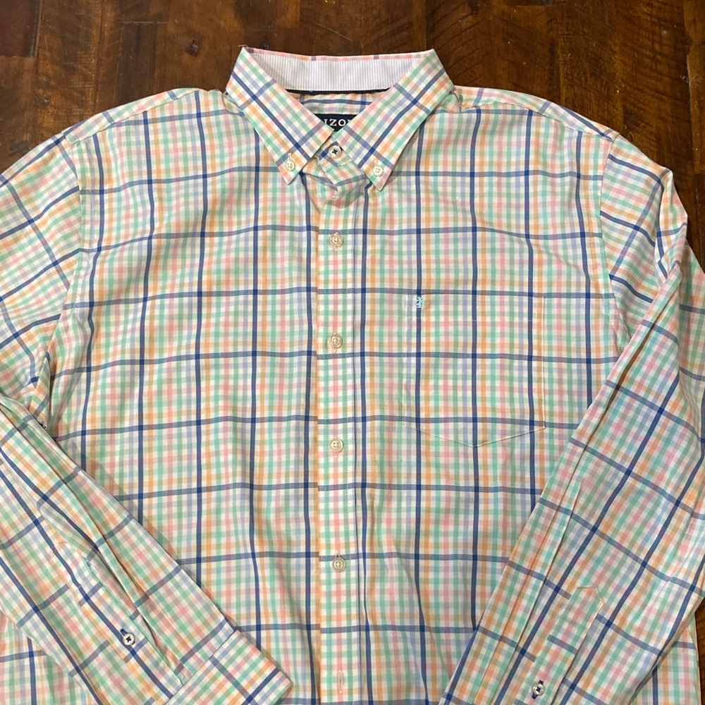 Unworn Izod l/s essential woven plaid shirt L